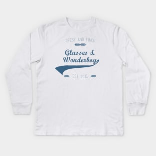 Glasses and Wonderboy (blue) Kids Long Sleeve T-Shirt